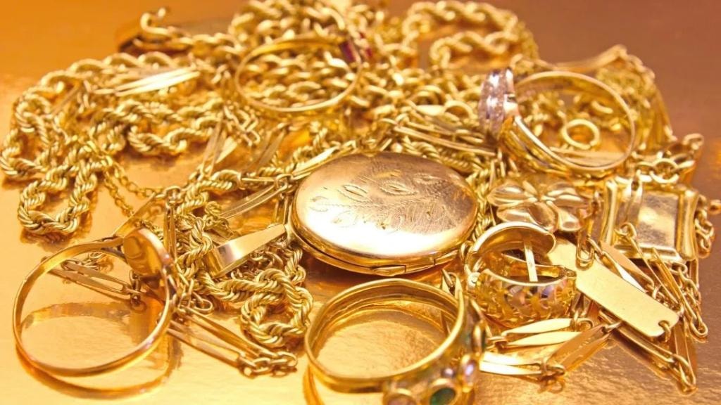 Gold jewelry chains rings and bracelets