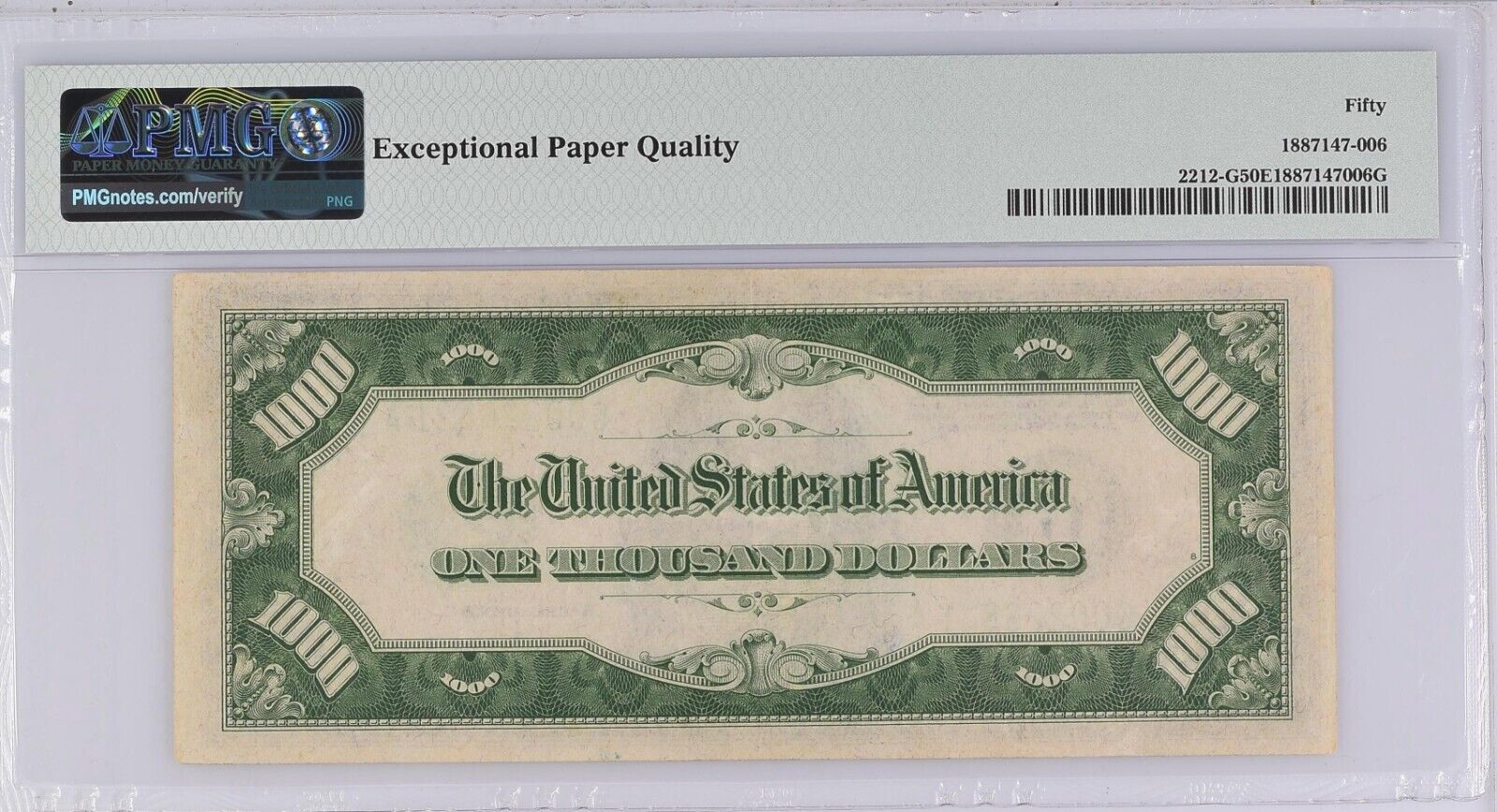 $1,000 1934-A FRN Chicago PMG 50 EPQ — reverse