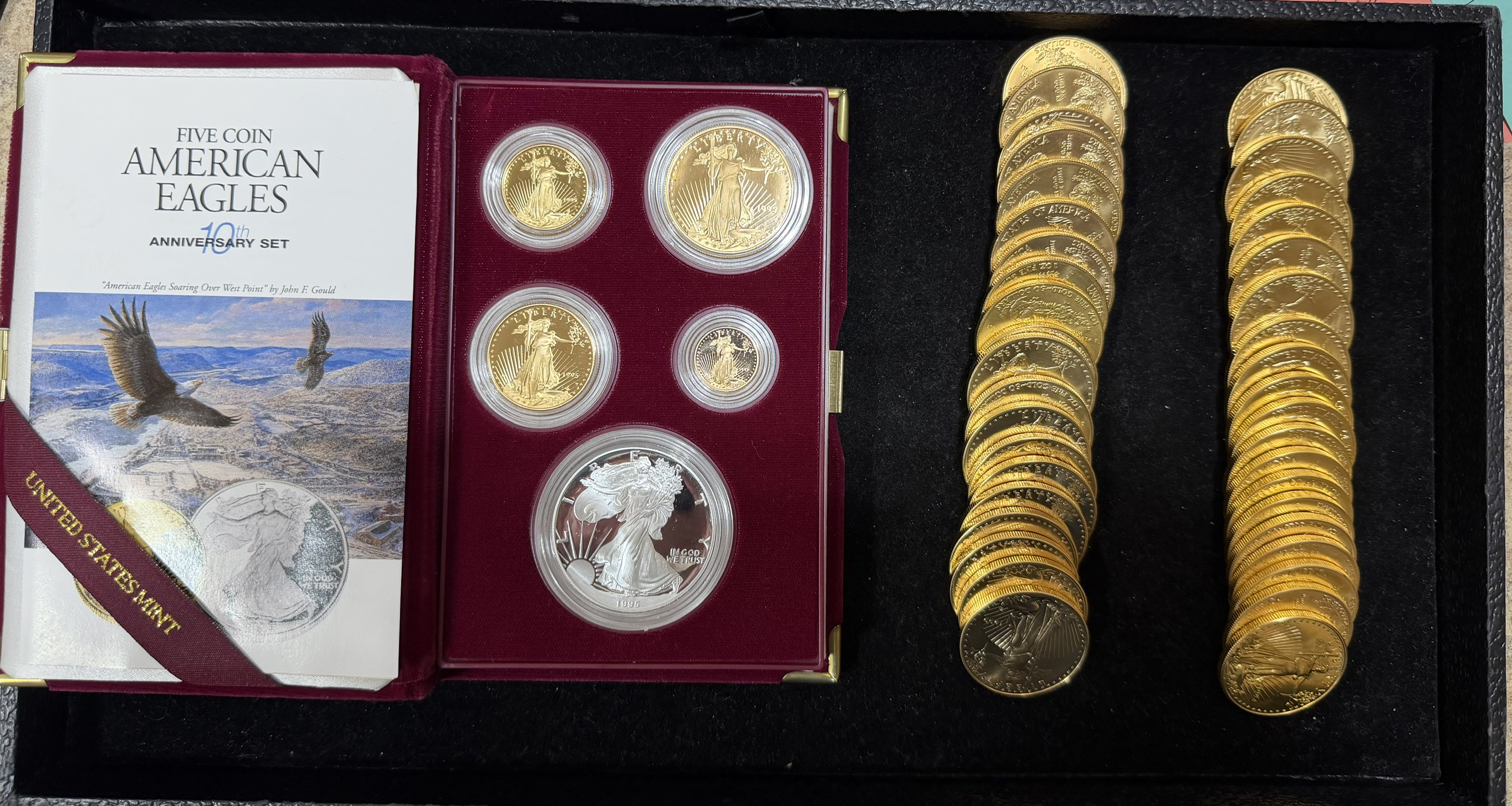 1995 American Eagle 10th Anniversary 5-Coin Set and 40 1oz Gold American Eagle coins purchased by Clemson Coins in June 2026